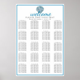 Tiffany Blauw Enkele Zeeschelp Bruiloft Zitting Poster