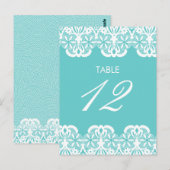 Tiffany Blauwgroen Lace Table Number Card Briefkaart (Voorkant / Achterkant)