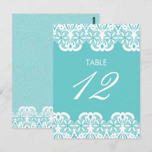 Tiffany Blauwgroen Lace Table Number Card Briefkaart (Voorkant / Achterkant)