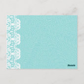 Tiffany Blauwgroen Lace Table Number Card Briefkaart (Achterkant)
