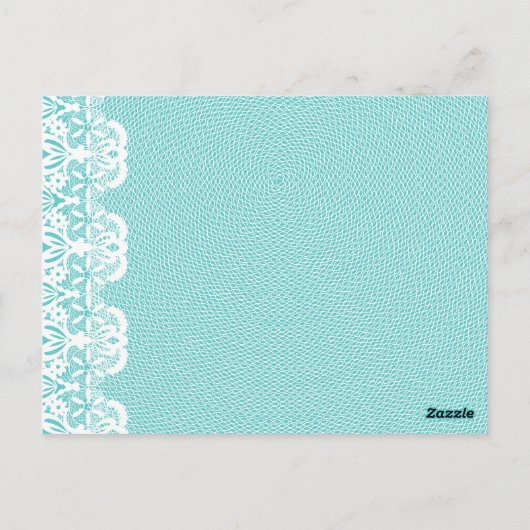 Tiffany Blauwgroen Lace Table Number Card Briefkaart (Achterkant)