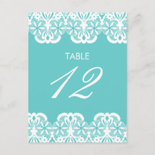 Tiffany Blauwgroen Lace Table Number Card Briefkaart