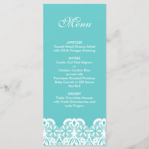 Tiffany Blauwgroen Lace Wedding Menu