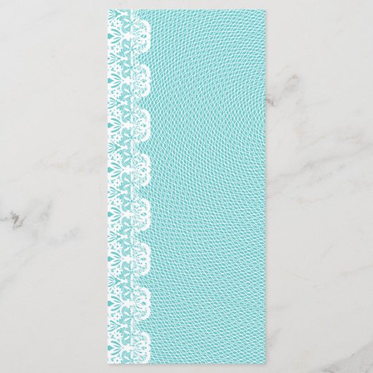 Tiffany Blauwgroen Lace Wedding Menu (Achterkant)