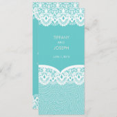 Tiffany Blauwgroen White Lace Wedding Invitation Kaart (Voorkant / Achterkant)