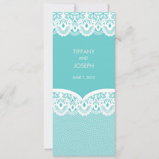 Tiffany Blauwgroen White Lace Wedding Invitation Kaart (Voorkant)