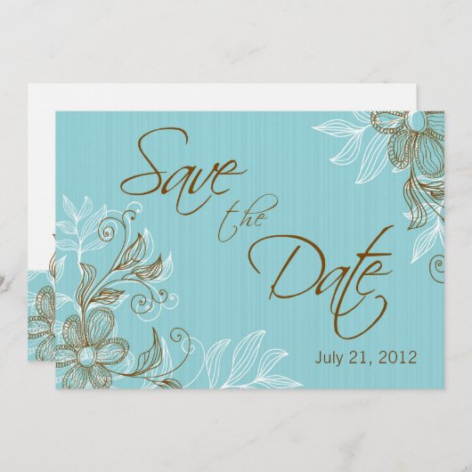 Tiffany Bloemen Bruiloft Save The Date Kaart (Voorkant / Achterkant)