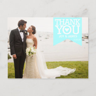 Tiffany Blue Ribbon Dank u bruiloft Briefkaart