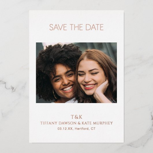 Tiffany Bold Modern Wedding Save the Date Folie Uitnodiging (Voorkant)