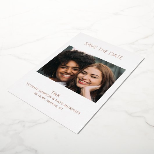 Tiffany Bold Modern Wedding Save the Date Folie Uitnodiging (Gedraaid)