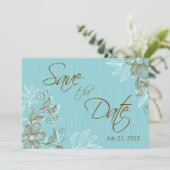 Tiffany Bruiloft Bloemen Save The Date Kaart (Staand voorkant)
