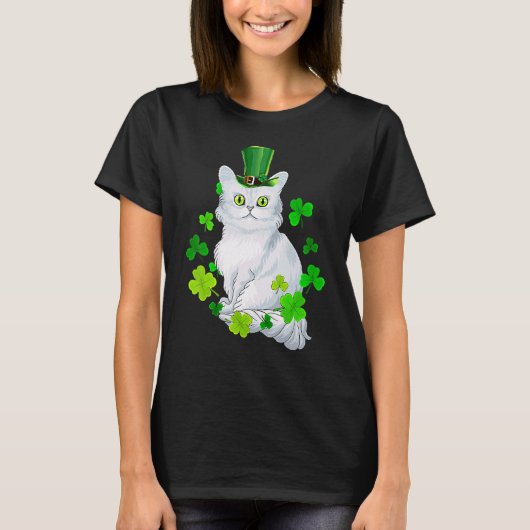 Tiffany Cat Shamrock Happy St Patrick's Day Cat T-shirt (Voorkant)