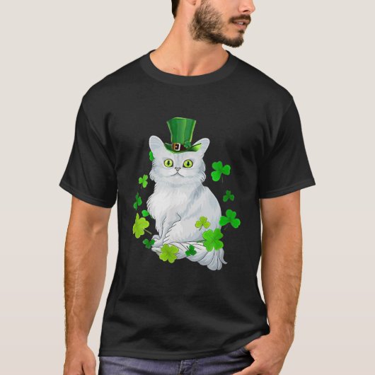 Tiffany Cat Shamrock Happy St Patrick's Day Cat T-shirt (Voorkant)