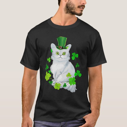 Tiffany Cat Shamrock Happy St Patrick's Day Cat T-shirt (Voorkant)