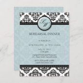 Tiffany Damask Monogram Rehearsal Dinner Kaart (Voorkant / Achterkant)