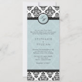 Tiffany Damask Monogram Wedding Invitation Kaart (Voorkant)