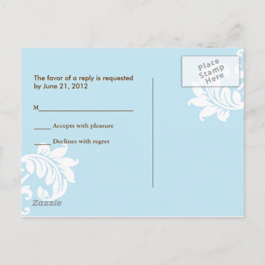 Tiffany Damask RSVP Briefkaart (Achterkant)