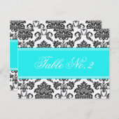 Tiffany Damask Wedding Table Number Briefkaart (Voorkant / Achterkant)