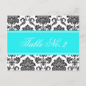Tiffany Damask Wedding Table Number Briefkaart (Achterkant)