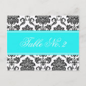 Tiffany Damask Wedding Table Number Briefkaart (Voorkant)