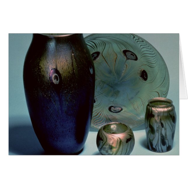 Tiffany favrile bord en vassen (Voorkant Horizontaal)