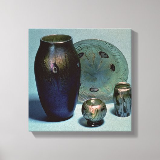 Tiffany favrile bord en vassen canvas afdruk (Voorkant)