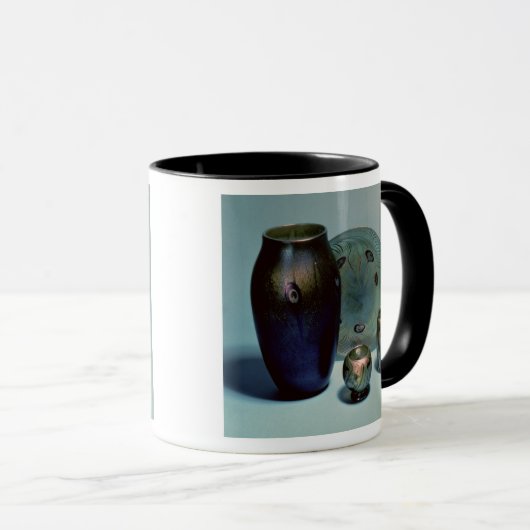 Tiffany favrile bord en vassen mok (Voorkant rechts)