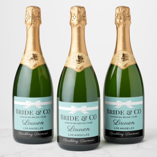 Tiffany Geïnspireerde Bruid Drankfles Label  Sparkling Wijnetiket (Flessen)