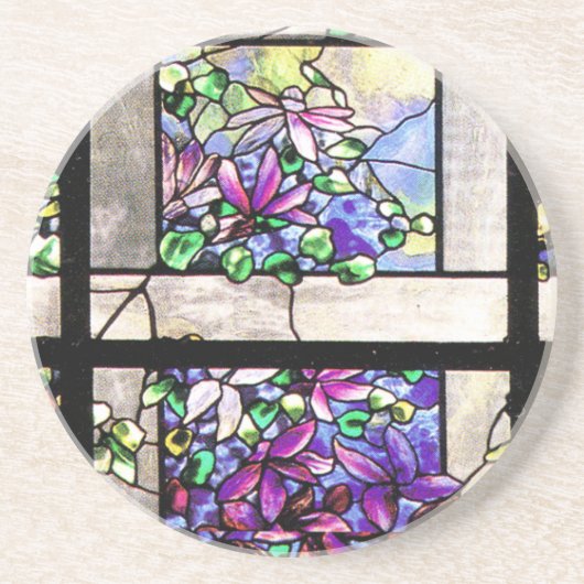 Tiffany Glas in lood Clematis Flowers Onderzetter (Voorkant)