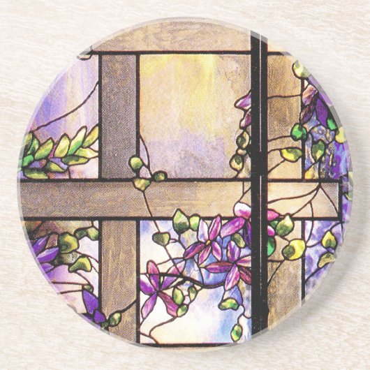 Tiffany Glas in lood Clematis Lattice Onderzetter (Voorkant)