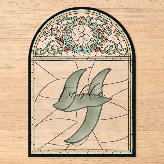 Tiffany Glas-in-Lood Effect Acrylic Tafel Nummers Acryl Uitnodigingen (Voorkant)