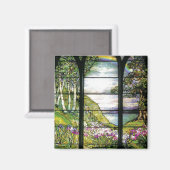 Tiffany Glas in lood Iris Flowers Floral Magneet (Voorkant / Achterkant)