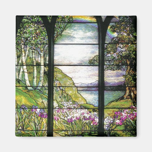 Tiffany Glas in lood Iris Flowers Floral Magneet (Voorkant)