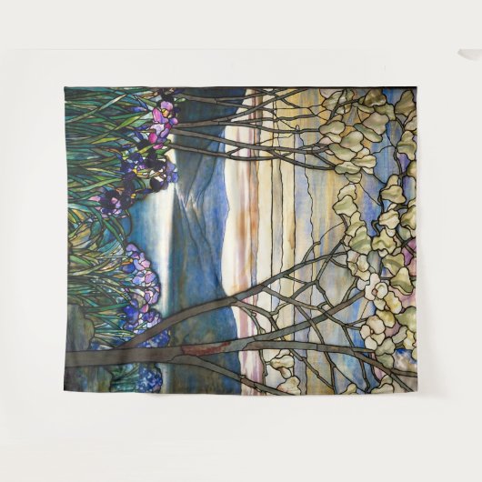 Tiffany Glas in lood Magnolias Irises Art Nouveau Wandkleed (Voorkant (horizontaal))