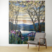 Tiffany Glas in lood Magnolias Irises Art Nouveau Wandkleed (In situ)
