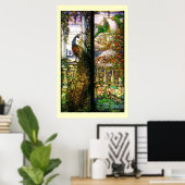 Tiffany Glas in lood Peacock Parrots Print (Thuiskantoor)