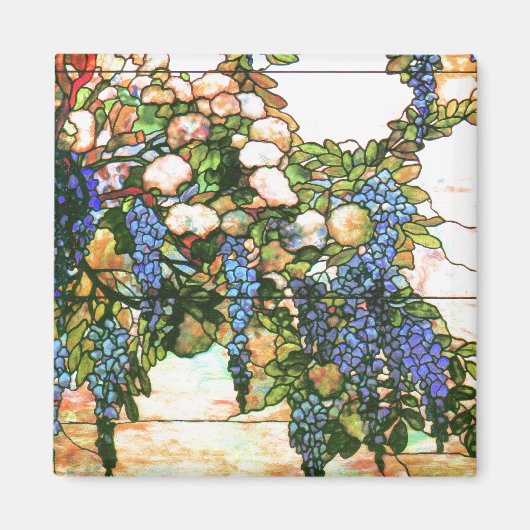Tiffany Glas in lood Wisteria Bloemen Bloemen Magneet (Voorkant)