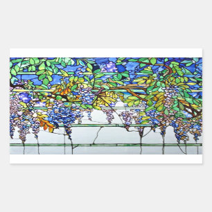 Tiffany Glas in lood Wisteria Floral Rechthoekige Sticker