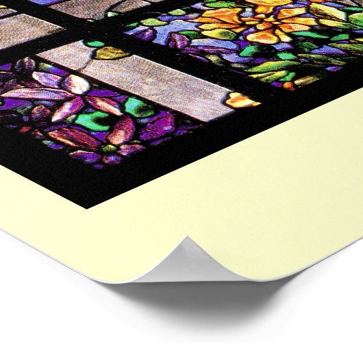 Tiffany Glazen in lood lijnen afdrukken Poster (Hoek)