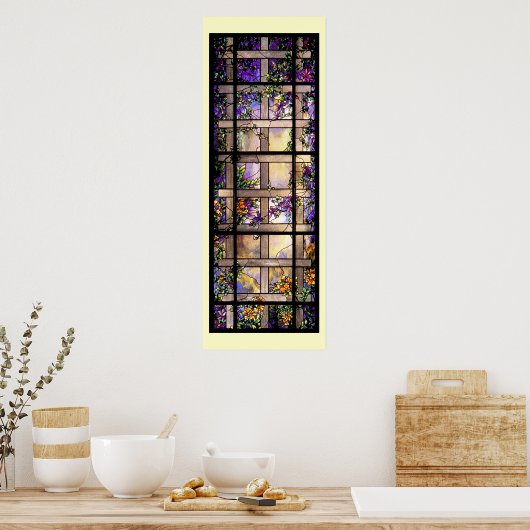 Tiffany Glazen in lood lijnen afdrukken Poster (Keuken)
