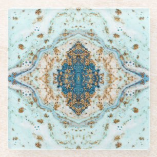 Tiffany Gold: Luxe marmer naadloos Glazen Onderzetter