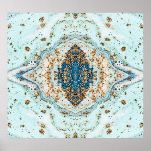 Tiffany Gold: Luxe marmer naadloos Poster (Voorkant)