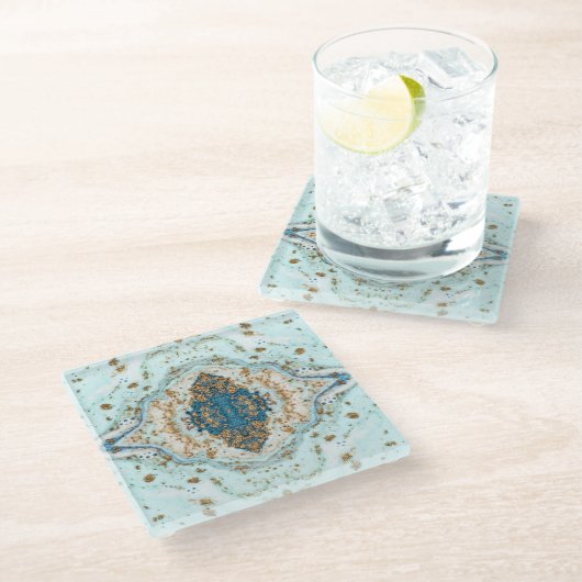 Tiffany Gold: Naadloos Luxe Marmer Glazen Onderzetter (Schuin)