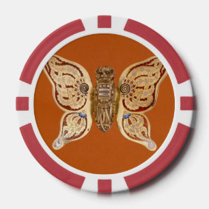 Tiffany Gouden Vlinder Victoriaanse Kunst Antiek Poker Chips