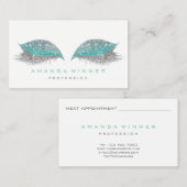 Tiffany Grey Glam Lashes Exention Makeup Glitter Afsprakenkaartje (Voorkant / Achterkant)