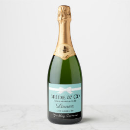 Tiffany Inspired Bride Beverage Bottle Label  Sparkling Wijnetiket
