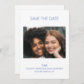 Tiffany Kobalt Blauw Bold Moderne bruiloft Save The Date (Voorkant / Achterkant)