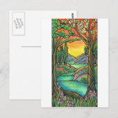 Tiffany Landscape Glas in lood Design ART! Briefkaart (Voorkant / Achterkant)