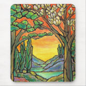 Tiffany Landscape Glas in lood Design ART! Muismat (Voorkant)