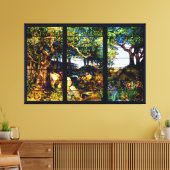 Tiffany Landscape Glas in lood Venster Canvas Afdruk (Insitu (Woonkamer))